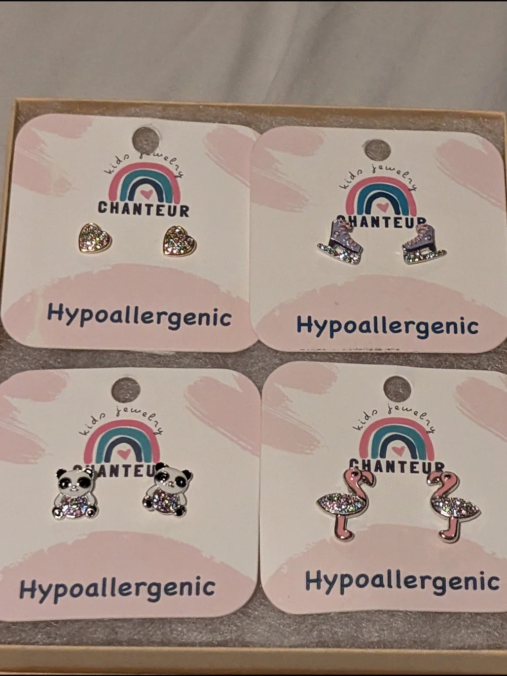 4 set Of Chanteur Hypoallergenic Kids Stud Earrings